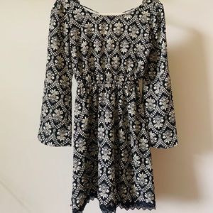 Patterned Bell Sleeve Dress